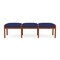 Lesro Lenox Wood 3 Seat Bench Wood Frame, Cherry, OH Cobalt Upholstery LW3001 - alternate 1